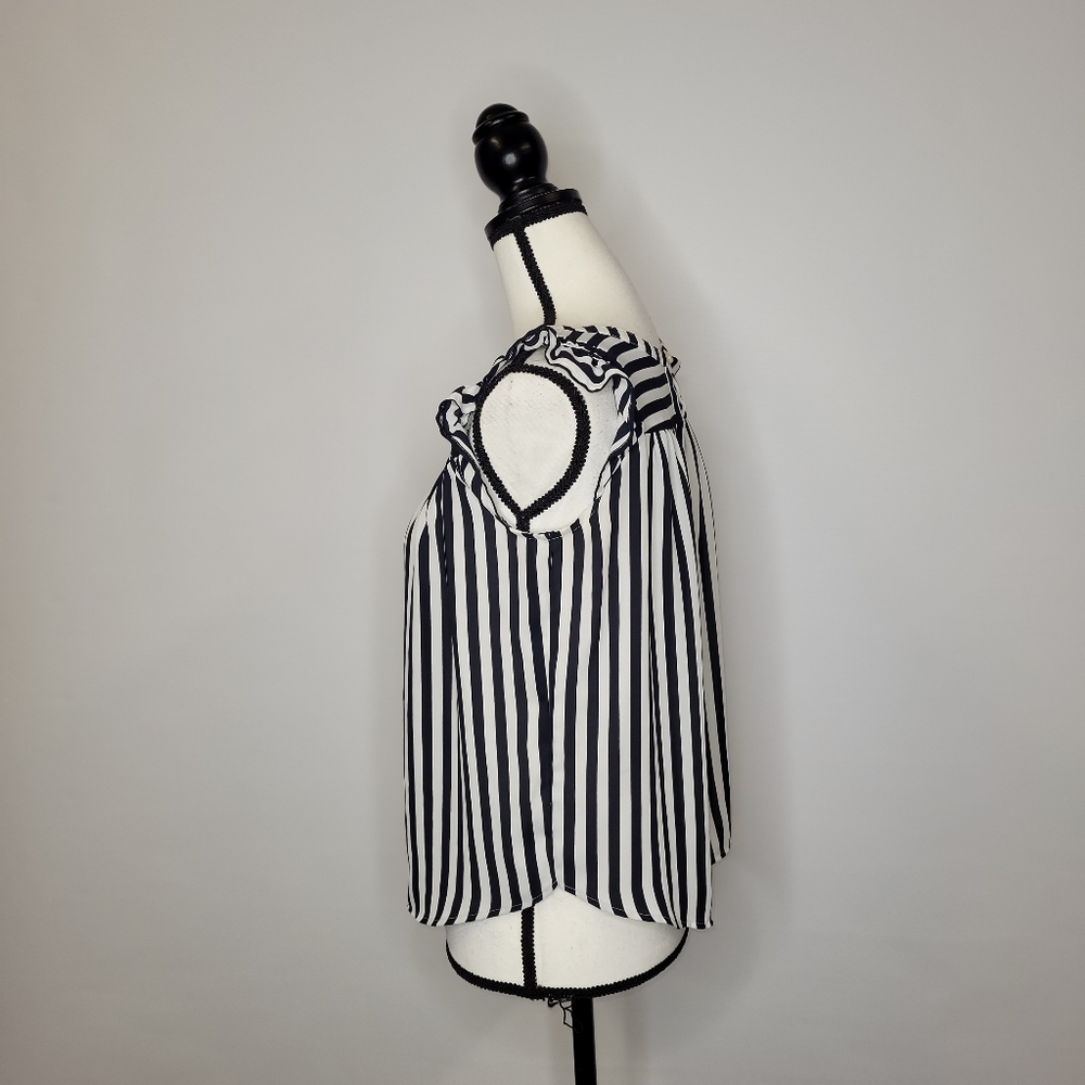 Loft Striped Smocked Split Neck Shell - image 6